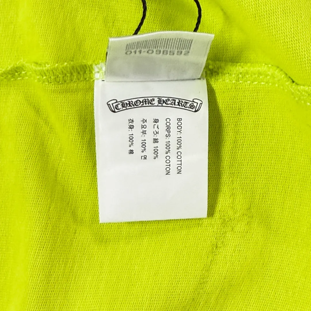 P180 Chrome Hearts 25 high version fabrics made of 300g high-density cotton, no deformation, no shrinkage, complete with three labels, same style for men and women, process: sleeve embroidery + digital printing, color: white, black, fluorescent green, SIZE: S-XL